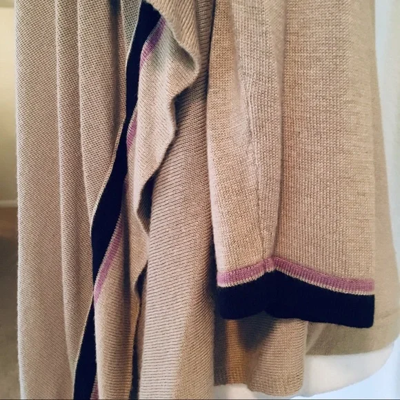 LOFT Tan Drape-Front Silk-blend Cardigan - Picture 6 of 8